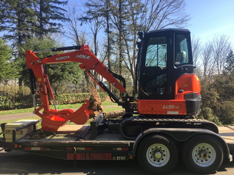 Excavator on truck